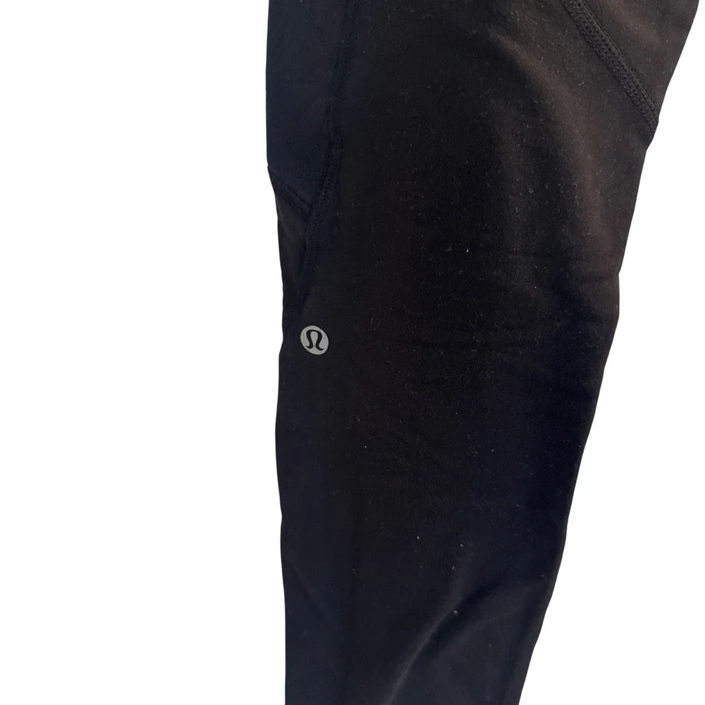 Lululemon Leggings Women's 4 Black Toasty Tech‎ Pocket Crop Activewear